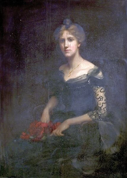Mrs Mary E. Pennel (Portrait of a Seated Woman Dressed in Black with Red Flowers on Her Lap)