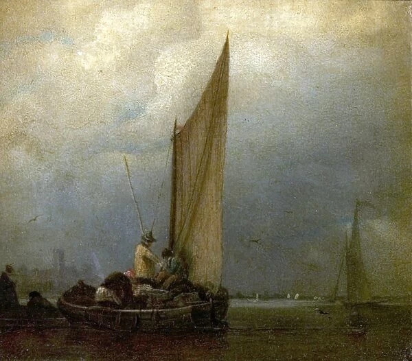 A River Scene with Barges