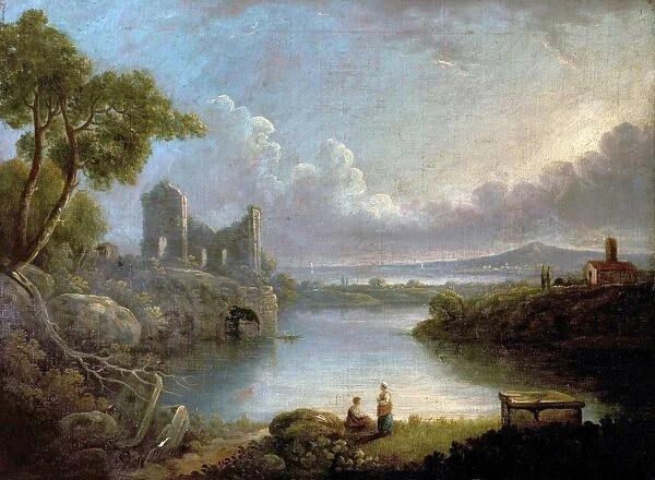 River Scene with Sea and Classical Ruins