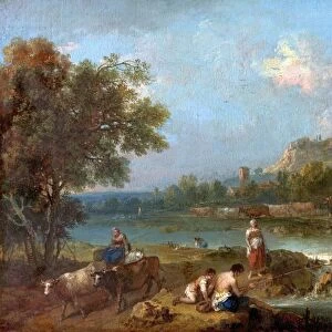 River Scene with Peasants