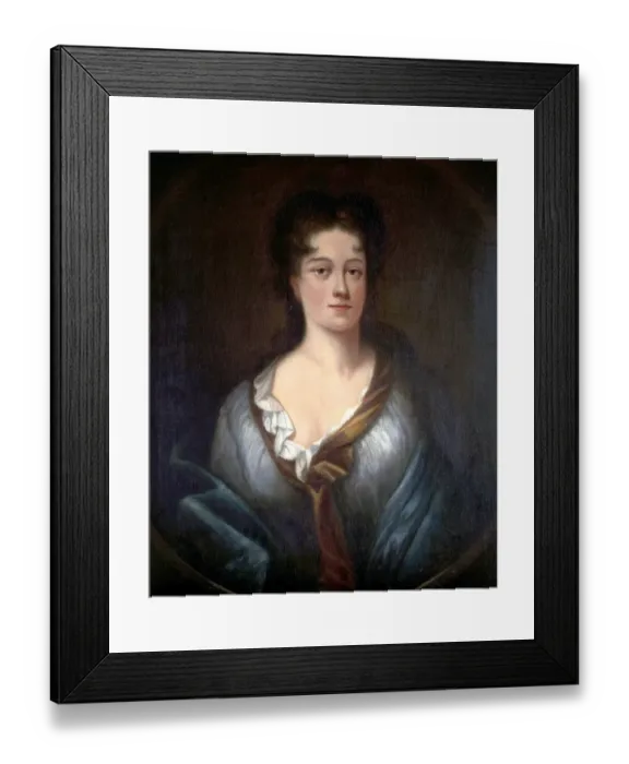 Framed Print : Portrait of a Young Woman in a Blue Wrap Framed Print : Portrait of a Young Woman in a Blue Wrap
