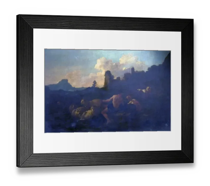 Framed Print : Landscape with Shepherd, Sheep and Dog Framed Print : Landscape with Shepherd, Sheep and Dog