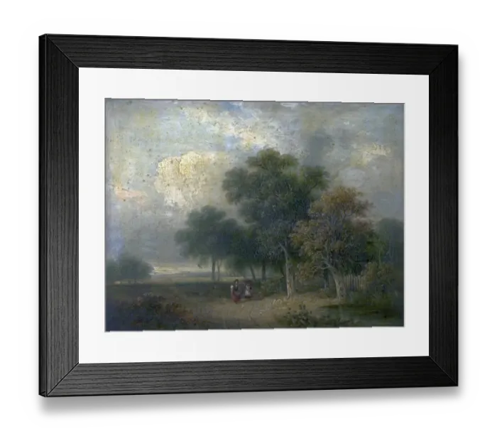 Framed Print : River Scene (Trees and Figures) Framed Print : River Scene (Trees and Figures)