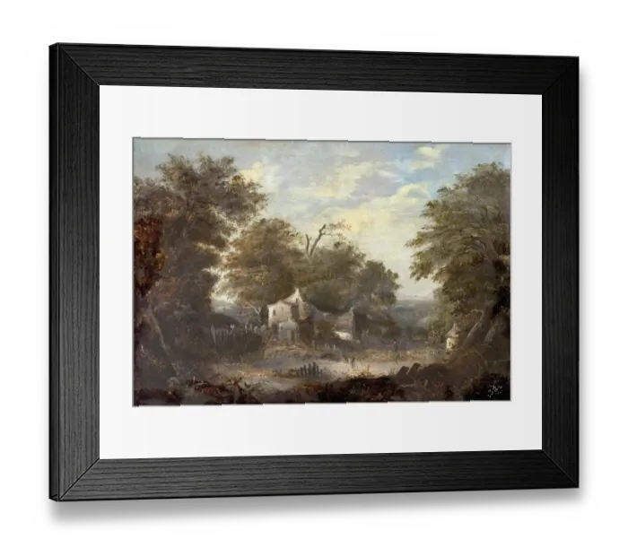 Framed Print : Woodland Scene with Cottage