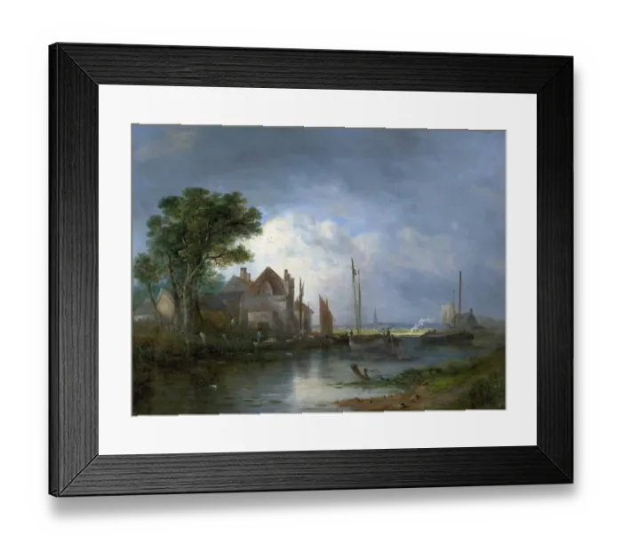 Framed Print : River Scene with Boats Framed Print : River Scene with Boats