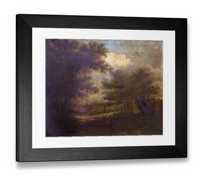 Framed Print : Landscape, Trees and Cottages Framed Print : Landscape, Trees and Cottages