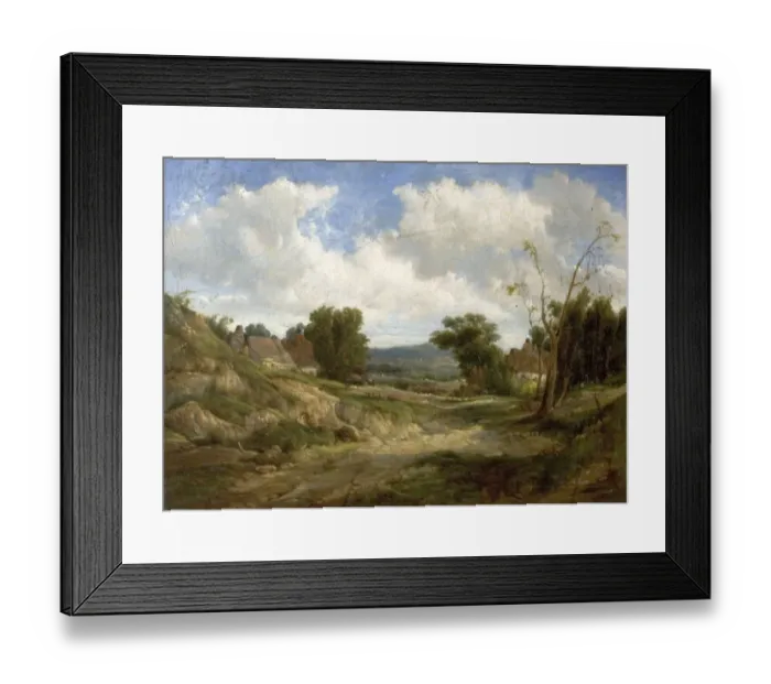 Framed Print : Landscape with Cottages Framed Print : Landscape with Cottages