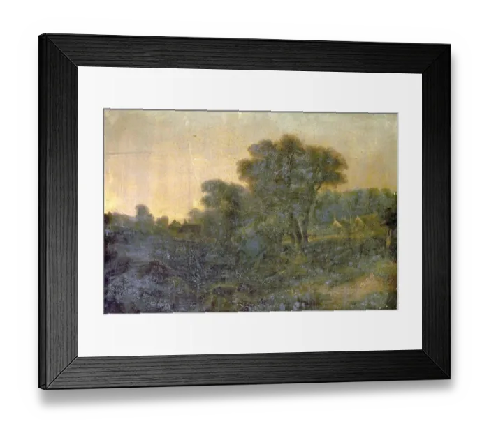 Framed Print : Landscape with Cottage and Stream Framed Print : Landscape with Cottage and Stream