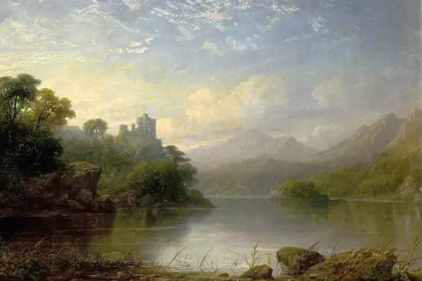 Lake Scene with Ruined Castle and Mountains