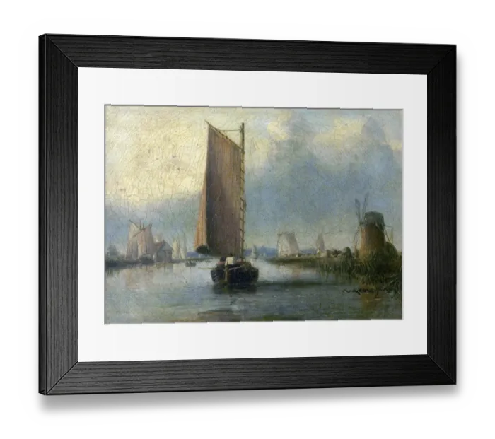 Framed Print : River Scene with Shipping Framed Print : River Scene with Shipping