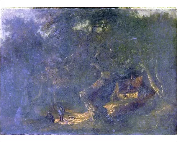A Woodland Scene with a Cottage
