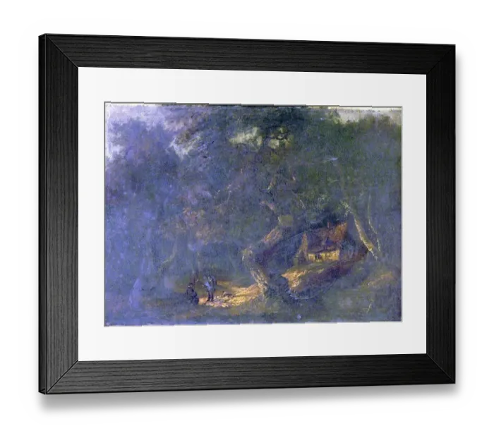 Framed Print : A Woodland Scene with a Cottage Framed Print : A Woodland Scene with a Cottage