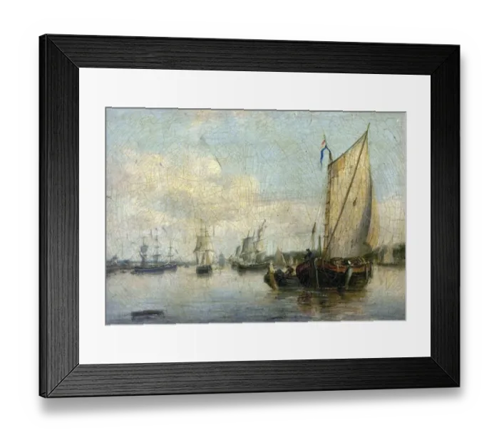 Framed Print : River Scene with Shipping Framed Print : River Scene with Shipping