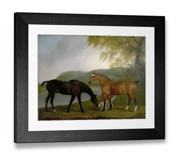 Framed Print : Horses and Dog in a Landscape Framed Print : Horses and Dog in a Landscape