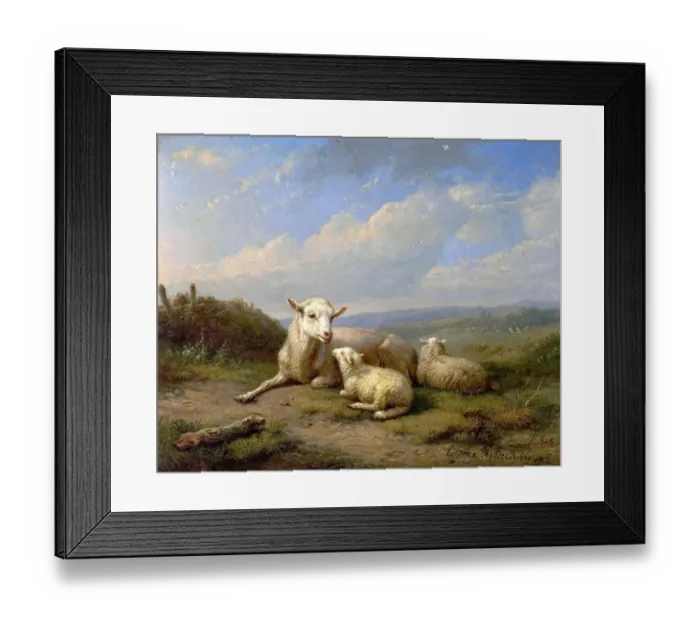 Framed Print : The Twins. Artist: Verboeckhoven, Eugene Joseph - Title Framed Print : The Twins. Artist: Verboeckhoven, Eugene Joseph - Title