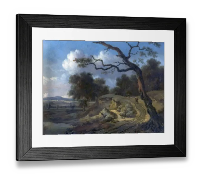 Framed Print : Landscape with Peasants and a Road Framed Print : Landscape with Peasants and a Road