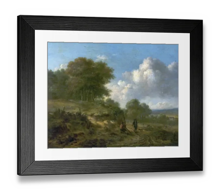 Framed Print : Landscape with Peasants and a Dog Framed Print : Landscape with Peasants and a Dog