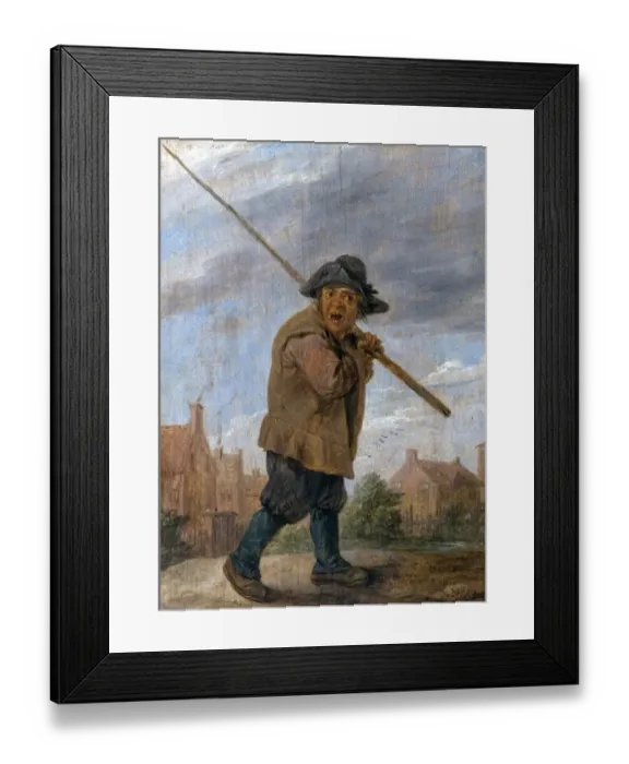 Framed Print : A Peasant Carrying a Pole