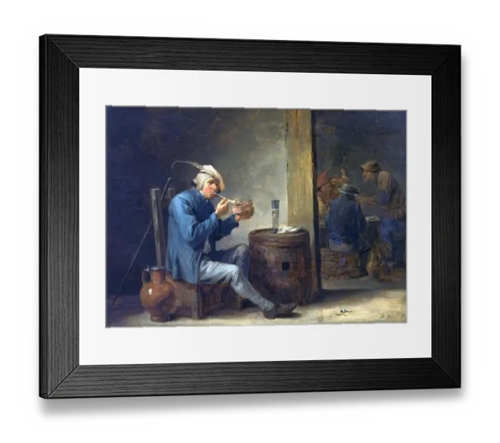Framed Print : Peasant Smoking in an Interior (Flemish Pastimes, Interior)