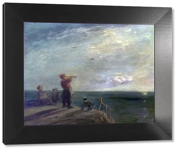 Seascape with Figures and Dog, Sunset
