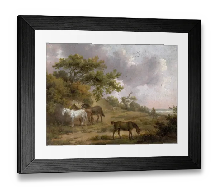 Framed Print : Landscape with Four Horses Framed Print : Landscape with Four Horses