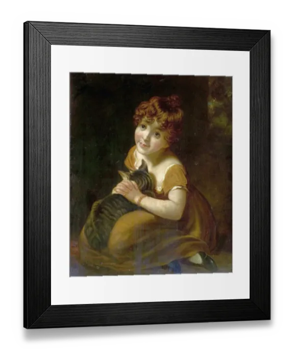 Framed Print : Girl with a Cat Framed Print : Girl with a Cat