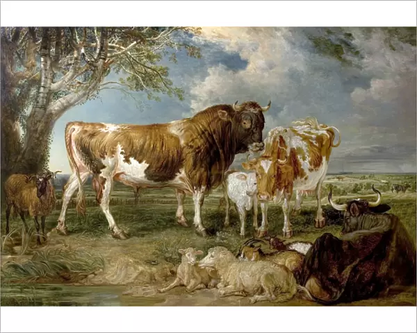 Bull, Cow and Calf in a Landscape