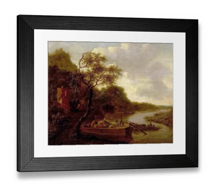 Framed Print : River Scene with Boat Framed Print : River Scene with Boat