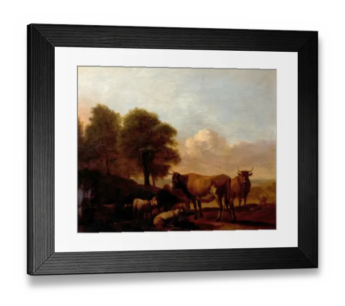 Framed Print : Landscape with Cattle
