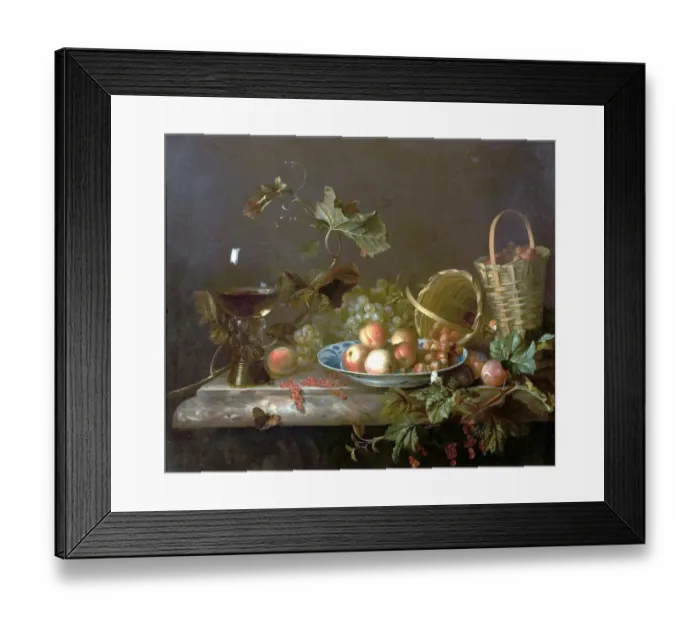Framed Print : Fruit Piece with Wine Glass Framed Print : Fruit Piece with Wine Glass