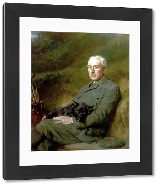 Portrait of an Unidentified Gentleman with a Dog and Golf Clubs