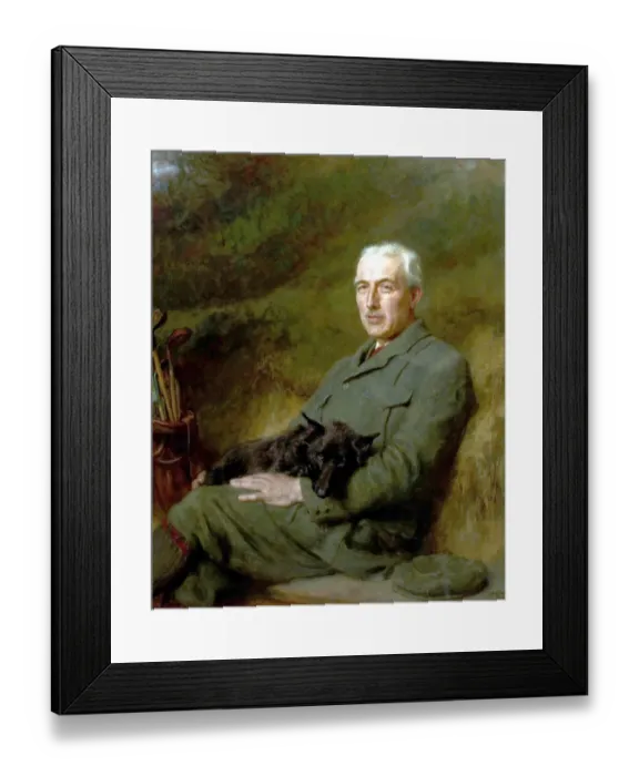 Framed Print : Portrait of an Unidentified Gentleman with a Dog and Golf Clubs Framed Print : Portrait of an Unidentified Gentleman with a Dog and Golf Clubs