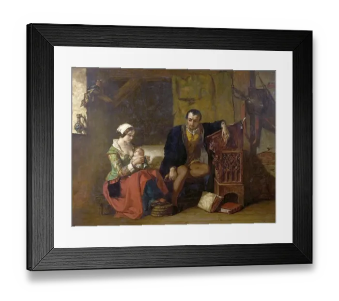 Framed Print : The Origin of the Stocking Loom- Alfred Elmore