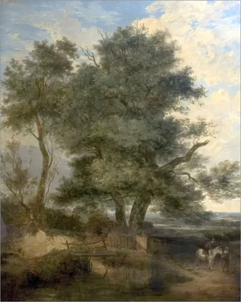 Trees by a Brook (The Willow Tree, a Horseman and a Woman on a Road) - Johny Crome