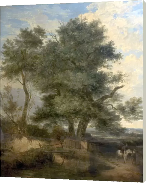 Trees by a Brook (The Willow Tree, a Horseman and a Woman on a Road) - Johny Crome