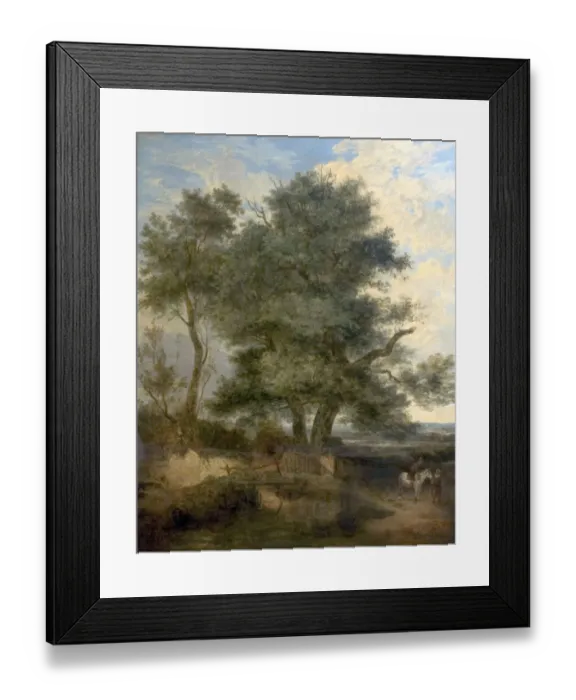 Framed Print : Trees by a Brook (The Willow Tree, a Horseman and a Woman on a Road) - Johny Crome Framed Print : Trees by a Brook (The Willow Tree, a Horseman and a Woman on a Road) - Johny Crome