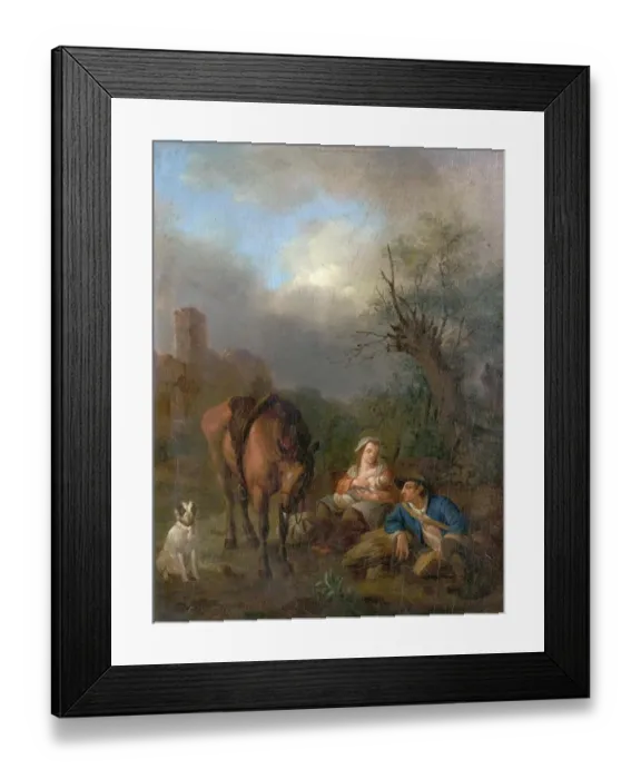 Framed Print : Landscape with Figures, a Horse and a Dog Framed Print : Landscape with Figures, a Horse and a Dog