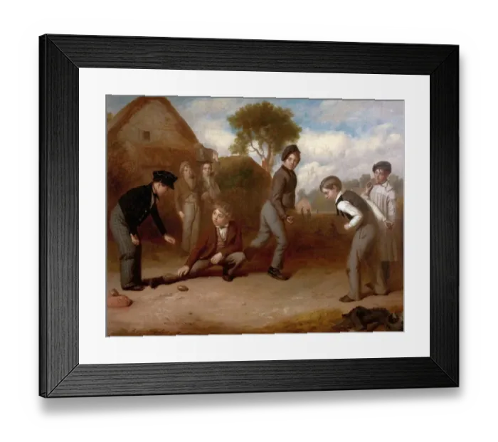 Framed Print : Boys Playing Duckstone - Robert James Framed Print : Boys Playing Duckstone - Robert James
