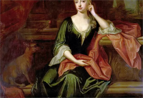 Lady with a Dog and a Parrot - Godfrey Kneller (school of)