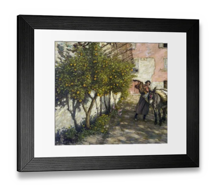 Framed Print : Gathering Oranges - Henry Herbert La Thangue Framed Print : Gathering Oranges - Henry Herbert La Thangue