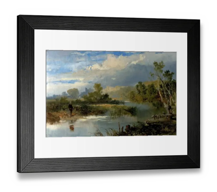 Framed Print : View of Richmond, Yorkshire (Richmond Hall, Yorkshire) - Edmund John Niemann
