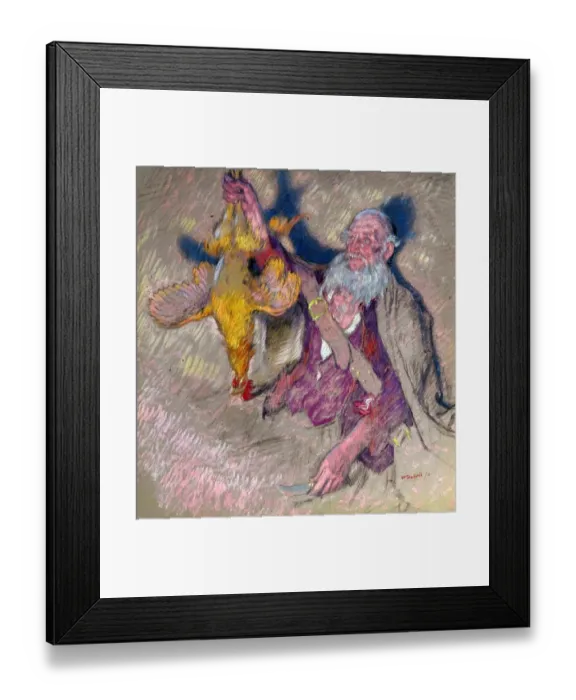 Framed Print : Study of a Man Holding a Cock for Highland Raiders - William Shackleton