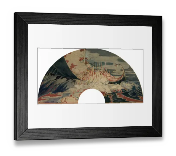 Framed Print : Fan Design ( The passing of a Viking ) George Sheringham