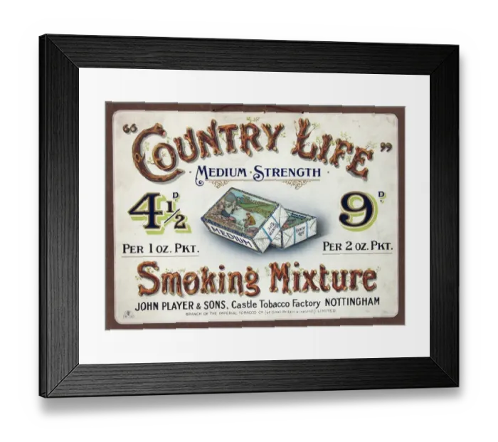Framed Print : Country Life tobacco, 1905 Framed Print : Country Life tobacco, 1905
