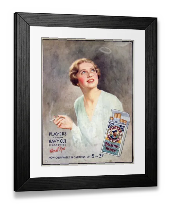 Framed Print : Navy Cut Medium Cork Tip Cigarettes, 1930 Framed Print : Navy Cut Medium Cork Tip Cigarettes, 1930