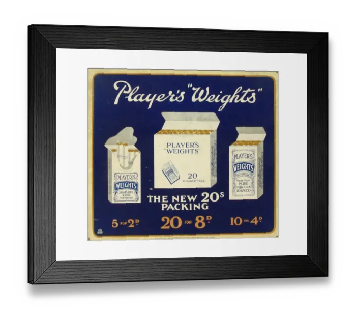 Framed Print : Weights Cigarettes, 1926=29 Framed Print : Weights Cigarettes, 1926=29