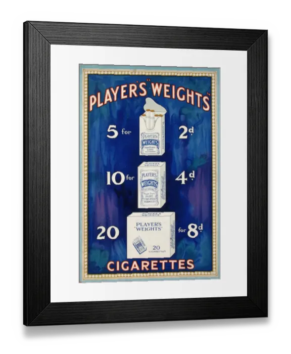 Framed Print : Weights Cigarettes, 1926=1928 Framed Print : Weights Cigarettes, 1926=1928