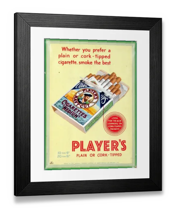 Framed Print : Navy Cut Medium Cork Tip Cigarettes, 1931 Framed Print : Navy Cut Medium Cork Tip Cigarettes, 1931