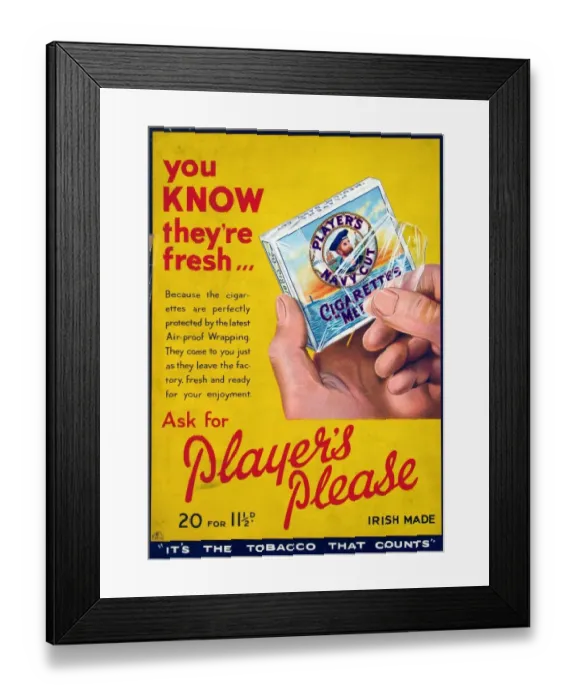 Framed Print : Navy Cut Medium Cigarettes, 1935