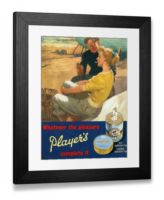 Framed Print : Whatever the pleasure, Players complete it, 1959 Framed Print : Whatever the pleasure, Players complete it, 1959